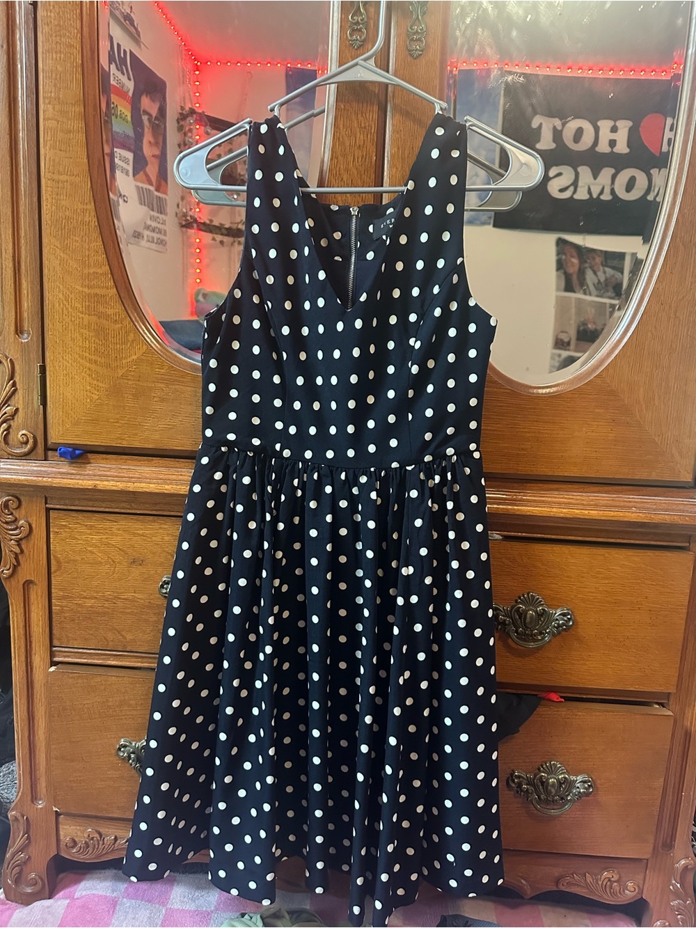Everly Black Dress with White Polka Dots